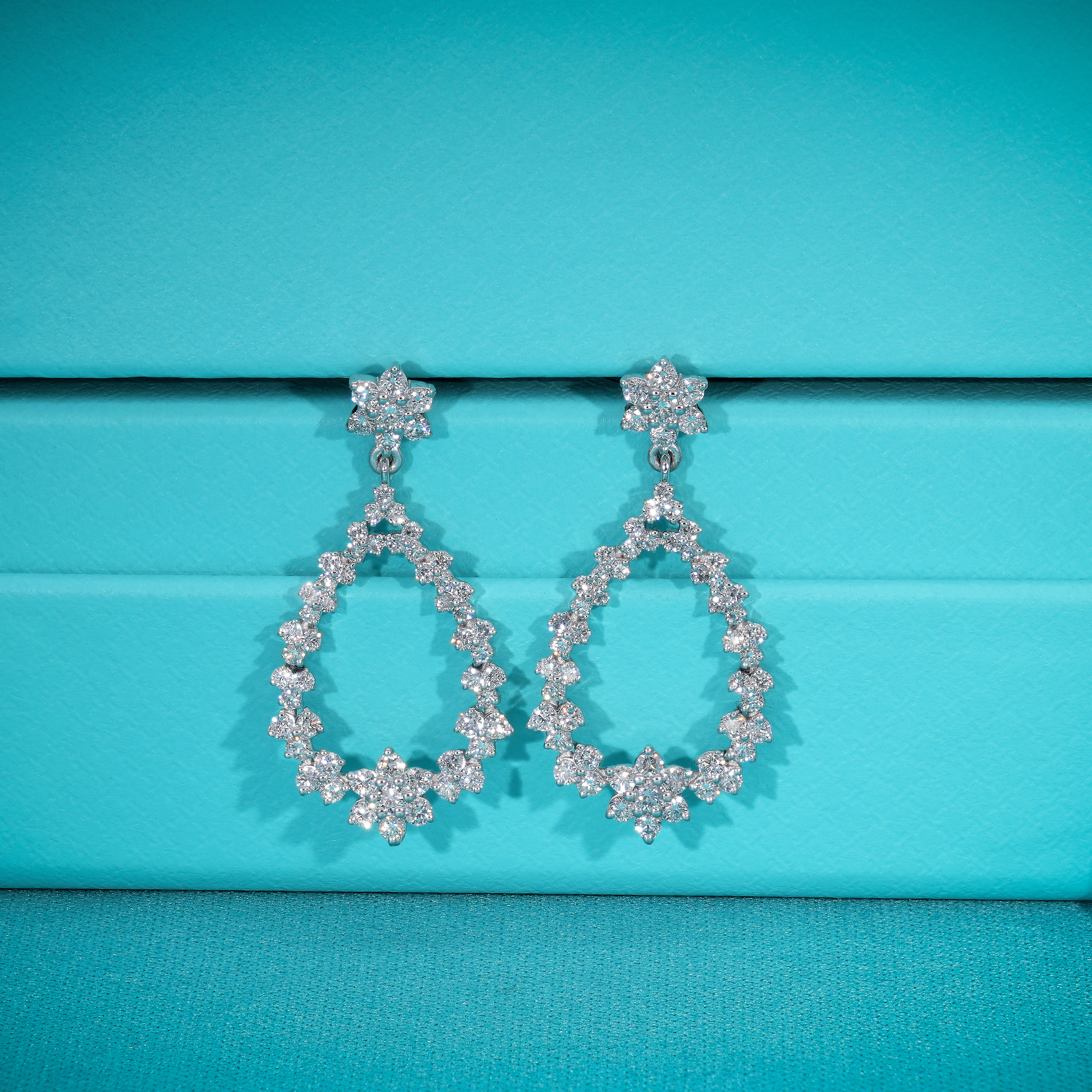 Lab Grown Diamond Round Brilliant Floral Drop Earrings